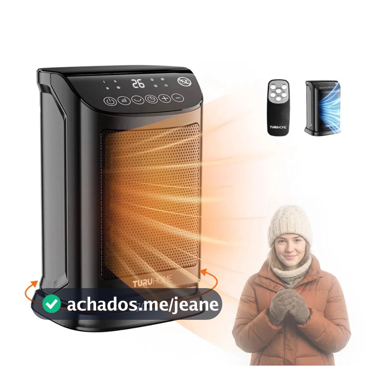 Aquecedor De Ar PTC Oscilação 70° Visor Digital 4 Modos, Proteção Contra Tombamento E Proteção Contra Superaquecimento