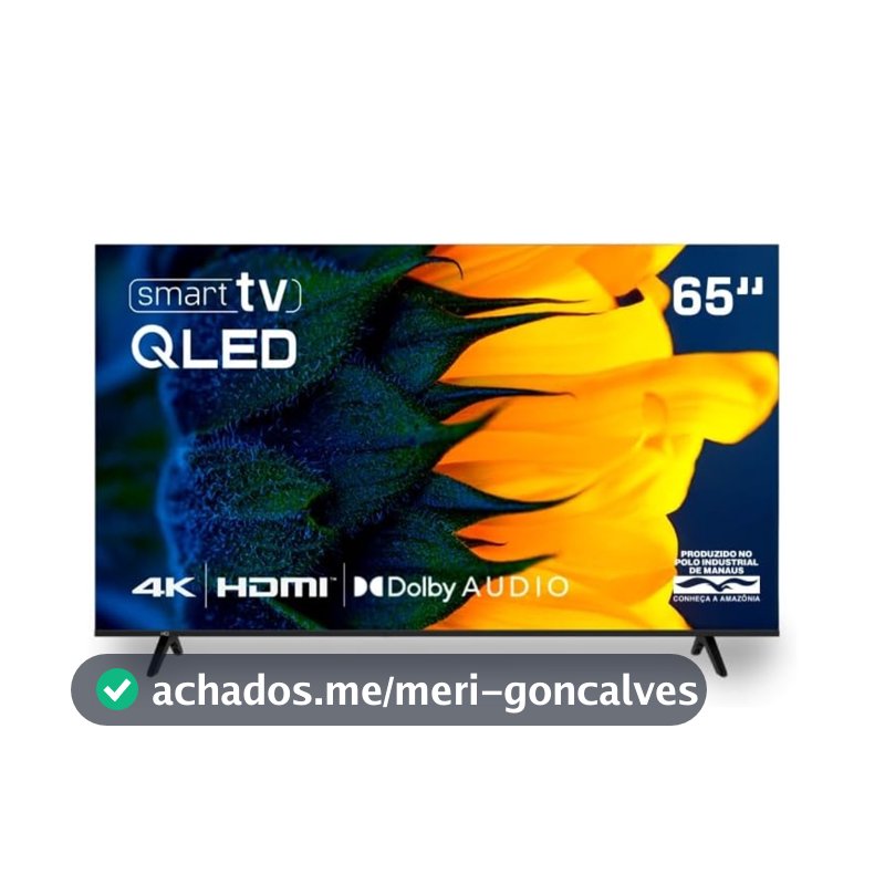 Televisão Smart TV HQ 50", 55" ou 65" QLED 4K UHD, Wi-Fi, Bluetooth, 3 HDMI, 2 USB, HDR, LED Bivolt
