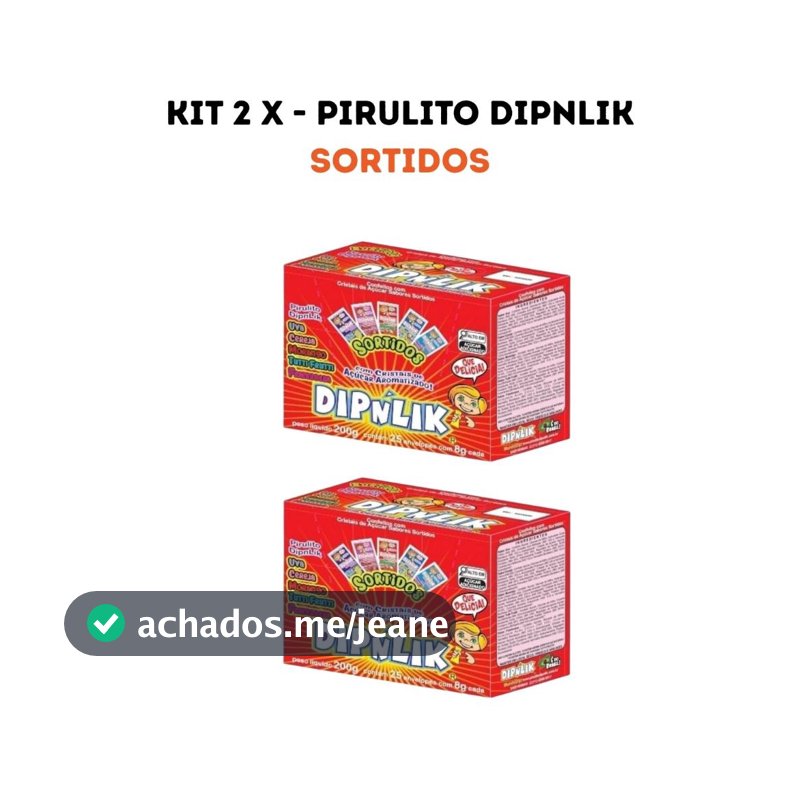 Kit 2 Caixas Pirulito Dipnlik Sortidos 50un Doces Para Festa e Revenda