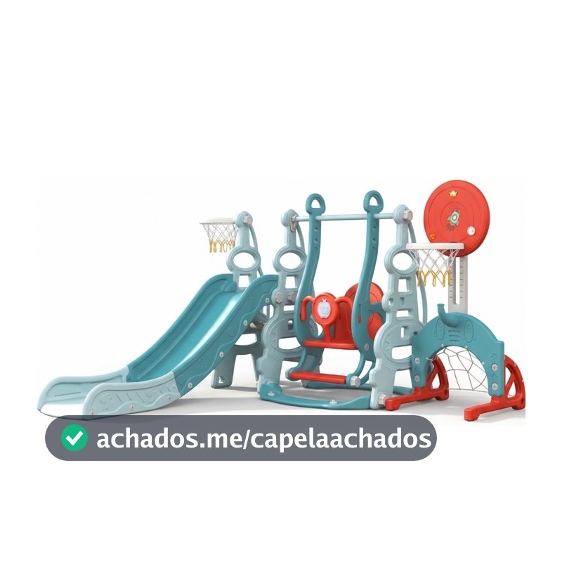 Playground Infantil Brinquedo Multifunções 6x1 Escorregador com Balanço Cesta de Basquete e Gol