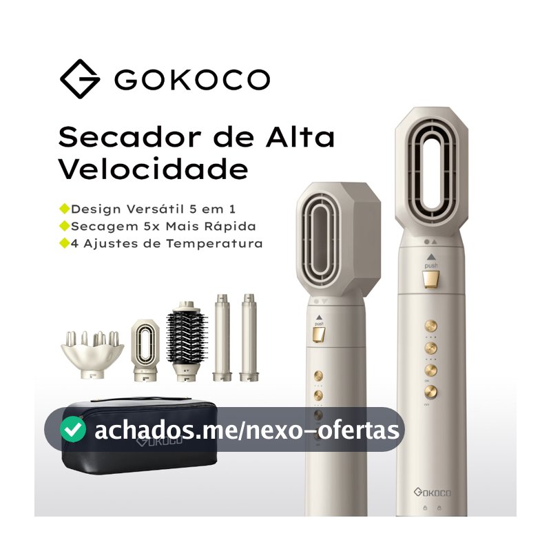 GOKOCO Escova Secadora 5 Em 1 Conjunto De Secador De Cabelo Multifuncional De Alta Velocidade Dupla voltagem 110V-240V