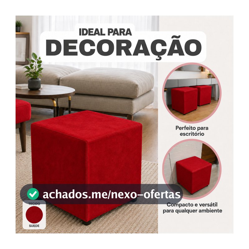 Puff fofo em suede  quadrado super macio multiuso