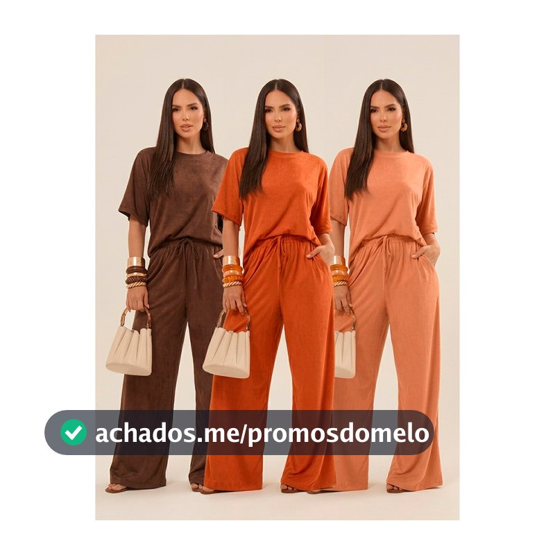 Conjunto feminino suede calça pantalona mais blusa elegante