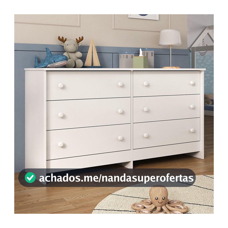 Cômoda Infantil 136cm com 6 Gavetas Flex Multimóveis MP4262