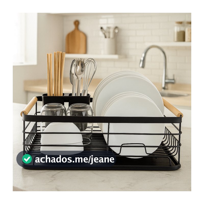 Escorredor De Louças Para Cozinha Com Porta Talher Removível Brinq Lar