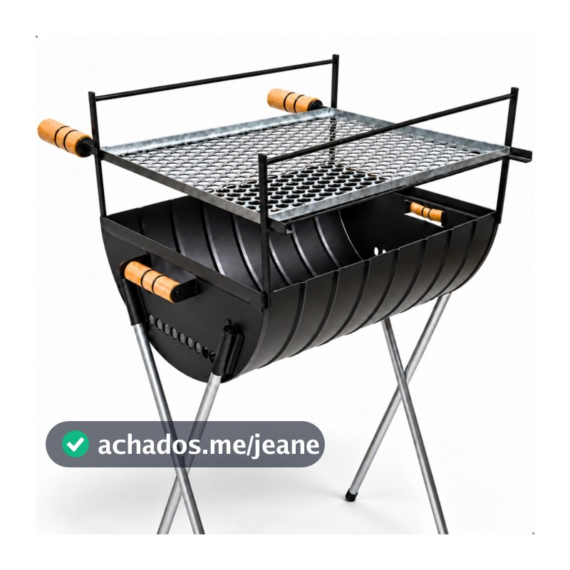 SALDÃO! Churrasqueira a Carvão 96cm em Aço Carbono Com Grelha Inclusa Para Churrasco Pés Desmontável