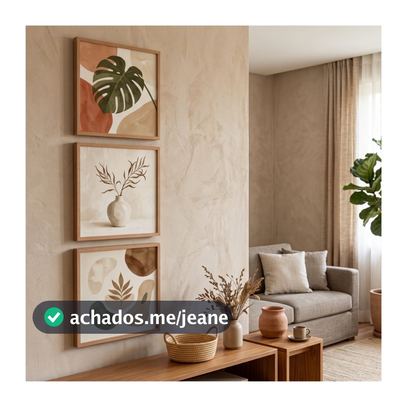 Kit Quadros Decorativos Botânicos 20x20 30x30 Moldura Madeira Sala Quarto Boho Folhas Flores