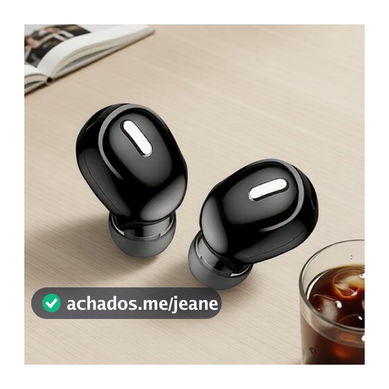 Fones de Ouvido Mini Bluetooth TWS, Cancelamento de Ruído Ativo, Esportivos Intra-Auriculares, Microfone e Mãos Livres