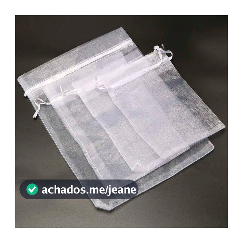 Kit 100 Saquinhos Organza 7x9 / 9x12 / 10x15 / 12x17 / 20x30 / 20x35 Branco Lembrancinha Natal Jóia Festa Casamento