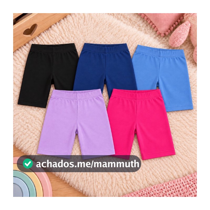 Kit 3 Shorts Infantil Cotton Menina 96% Algodão Tam 2 ao 12 Ciclista Esporte Sport Feminino Verão