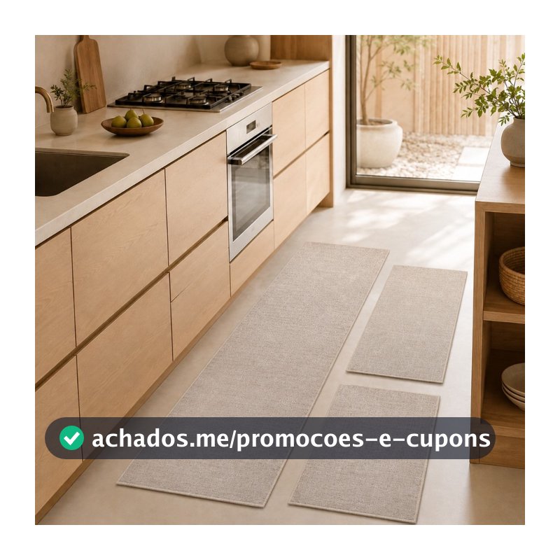 Kit Jogo de Tapete para cozinha Passadeira Antiderrapante 3peças exclusivas