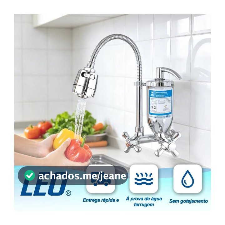 Torneira Abs Filtro Cozinha 1/4 De Volta Gourmet Parede com 2 refil