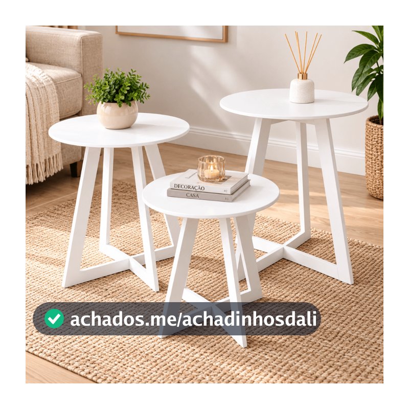 Trio Mesa Triângulo Branco MDF Desmontável Kit 3 Peças Decoração Festa Eventos Display Doces