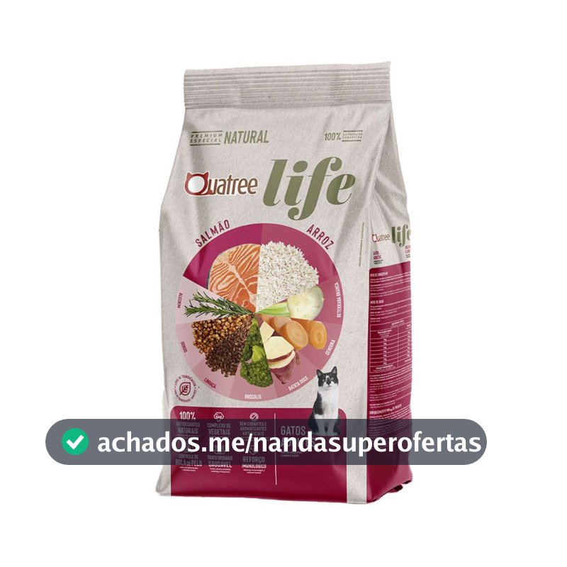 Ração Quatree Life Gatos Adultos Sabor Salmão e Arroz 10kg