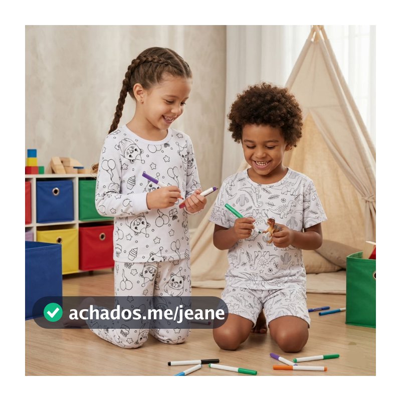 Pijama Infantil para Colorir Pintar - Menino ou Menina
