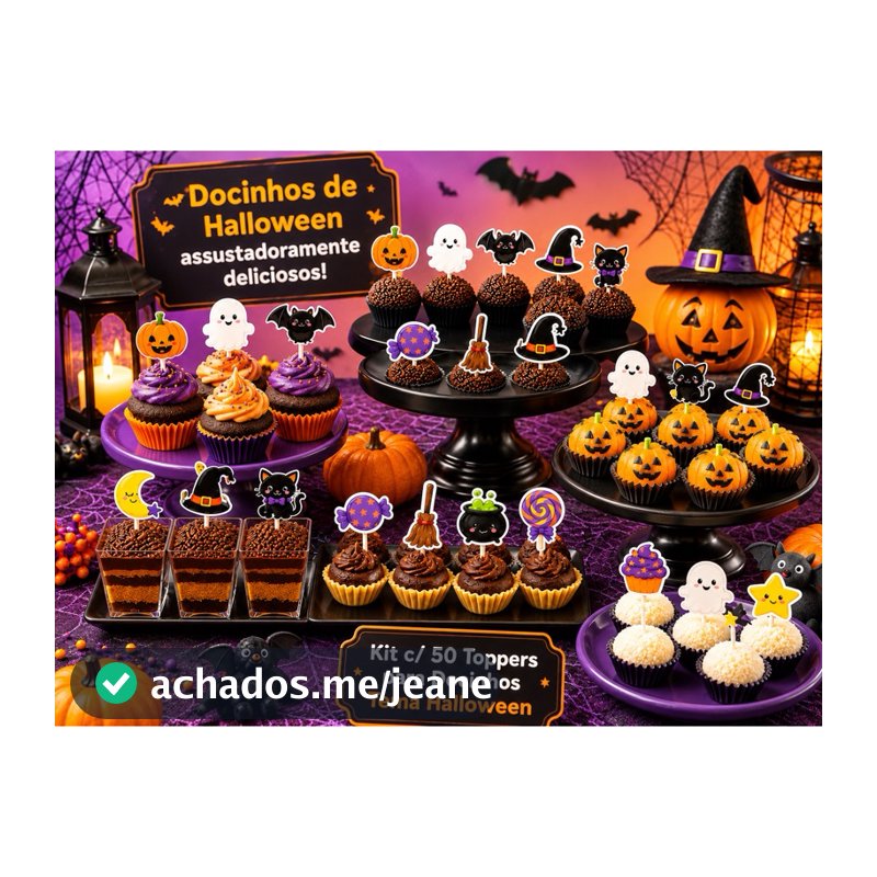 Kit c/ 30 Topper Tags misto  Halloween Docinhos Brigadeiro Cupcake Festa Topo