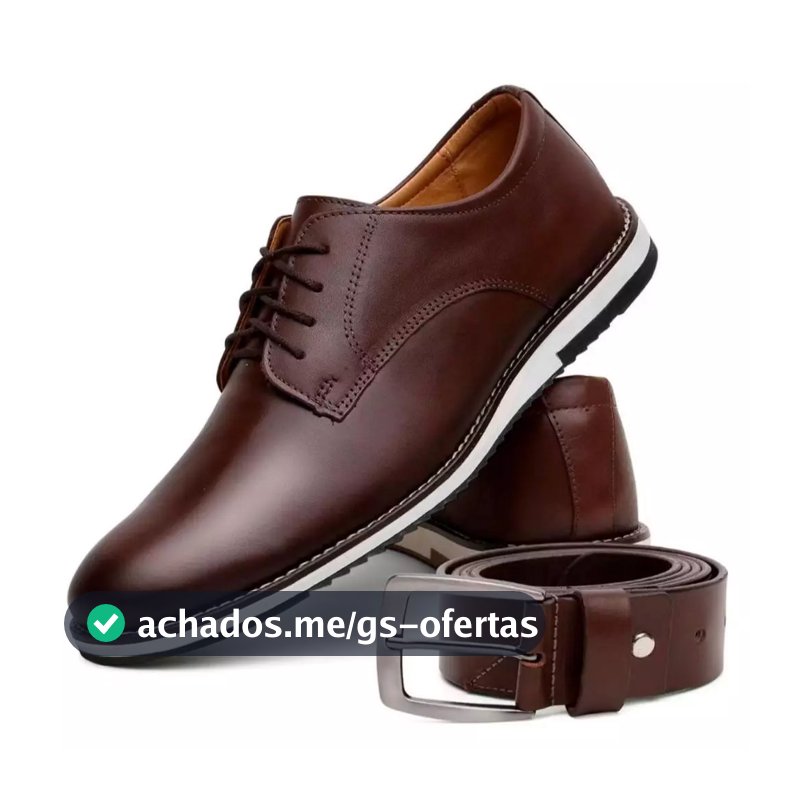 Sapato Social Masculino Elegante Oxford Ingles de Couro Premium Costurado Com Solado Macio Confortável + Cinto