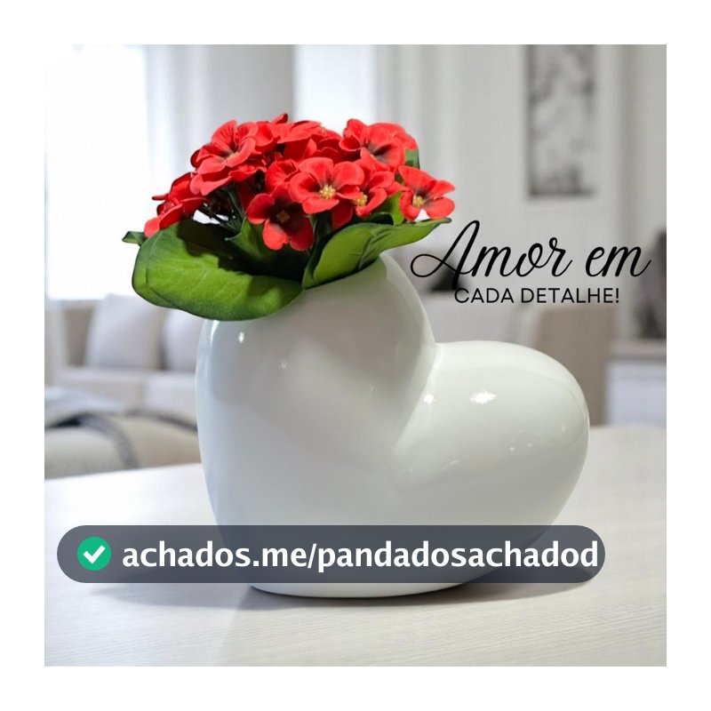 Vaso Coração Enfeite Cerâmica Decoração Flores Festa Mesa Luxo Arranjo Casa
