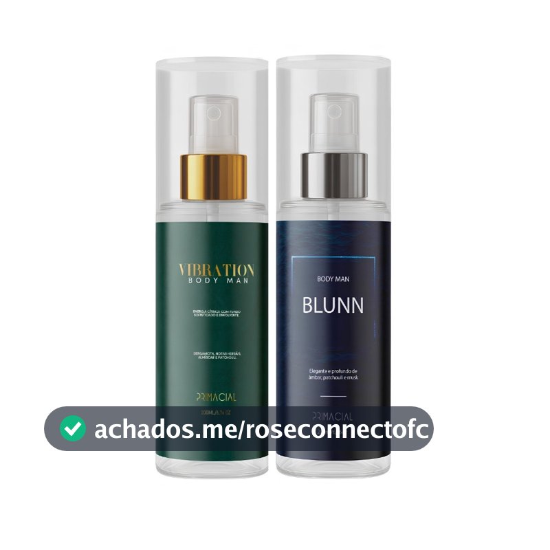 KIT COM 2 BODY SPLASH MASCULINO VIBRATION + BLUNN 200ML - PRIMACIAL CÍTRICO FRESCO