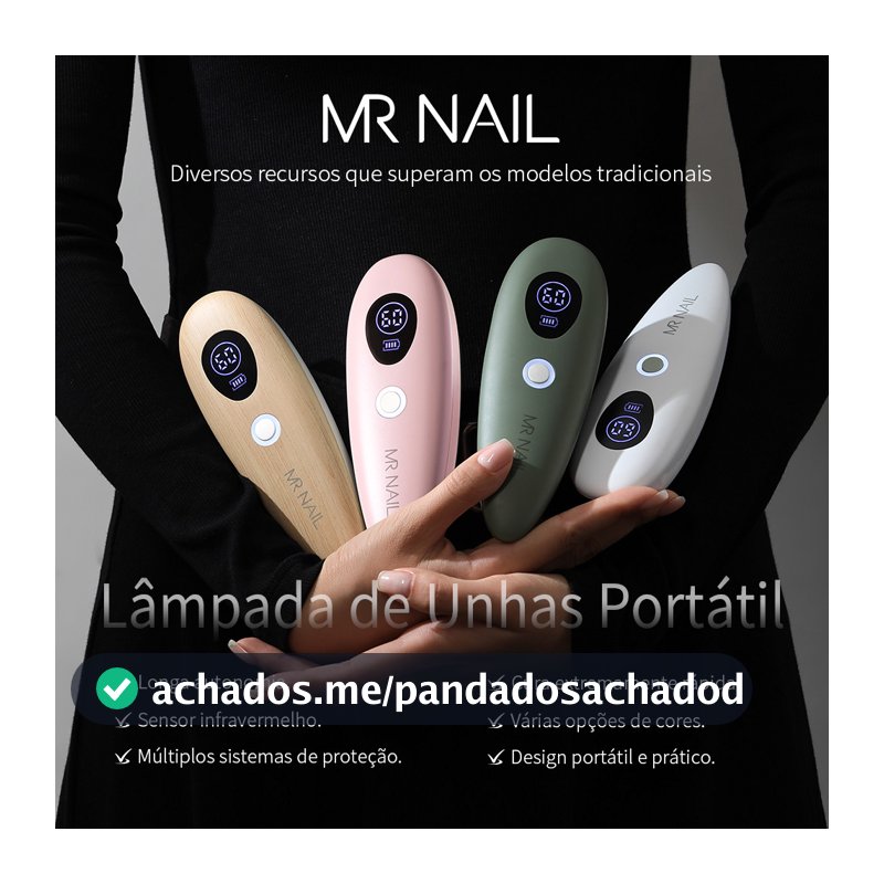 MR NAIL Lâmpada UV LED Portátil 6W para Unhas com Sensor e Timer 30/60s | Rosa Branco Verde Madeira
