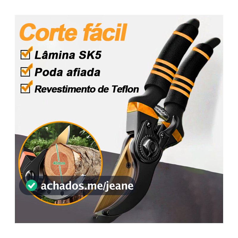 Tesoura de Poda com Lâmina em Titânio 8" - Precisão e Conforto Ergonômico