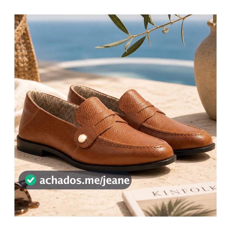 Mocassim Mara Feminino Vittal Couro Legítimo Duas Fivelas Confortável Espuma Calcanhar Elegante