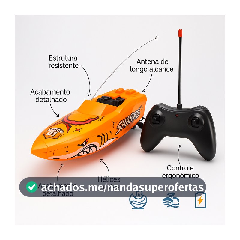 Barco De Controle Remoto Lancha Controle Remoto Infantil Unissex A Prova D'Água Divertido