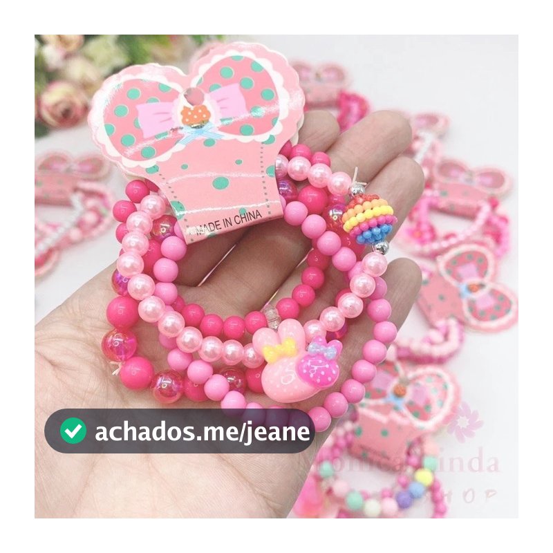 Kit 36 Pulseiras Conjunto Para Criança Infantil Frutas Doces Coloridos