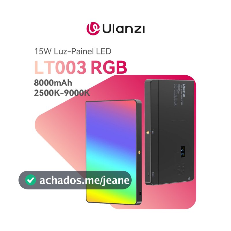 ULANZI LT003 RGB Luz-Painel LED Portátil 15W, 2100 Lúmens 2500-9000K, Bateria Recarregável 8000mAh