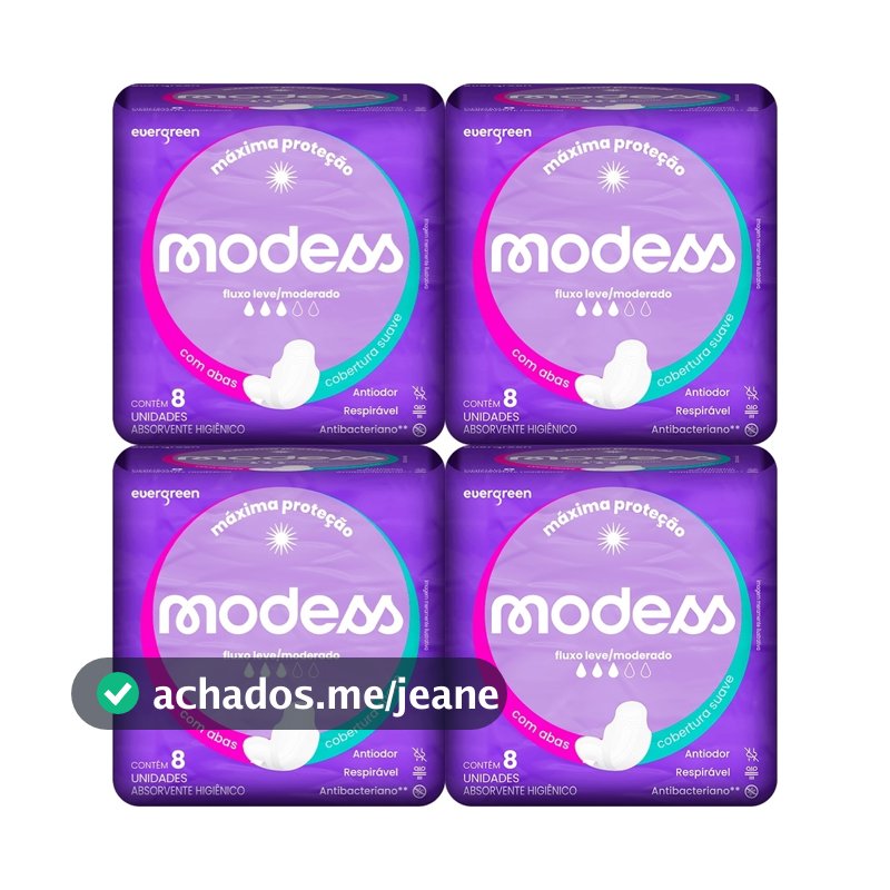 Kit 4 und Absorvente Modess Suave Com Abas c/ 8 un