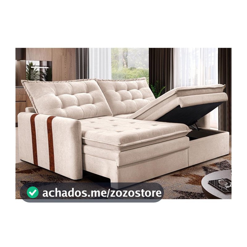 Sofá Baú Sem Caixa Retrátil 2,00m SoftGel Petit Boucle Bege Claro Cama inBox