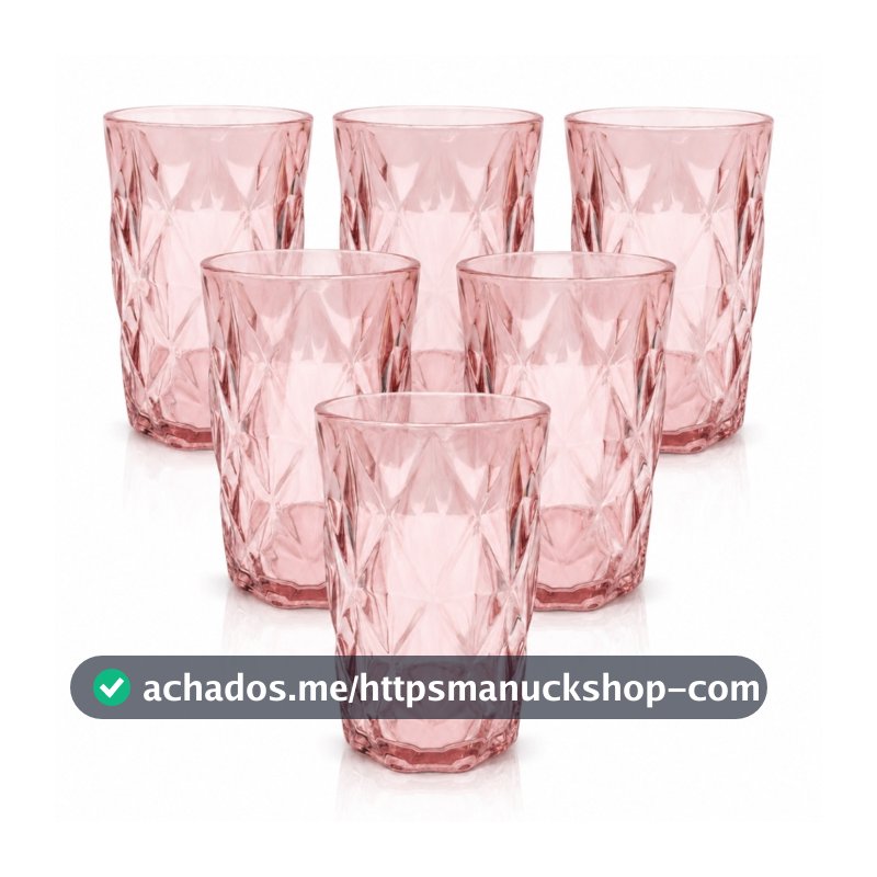 Jogo 6un Copos Diamond Diamante Rose Rosa Ametista 350ml