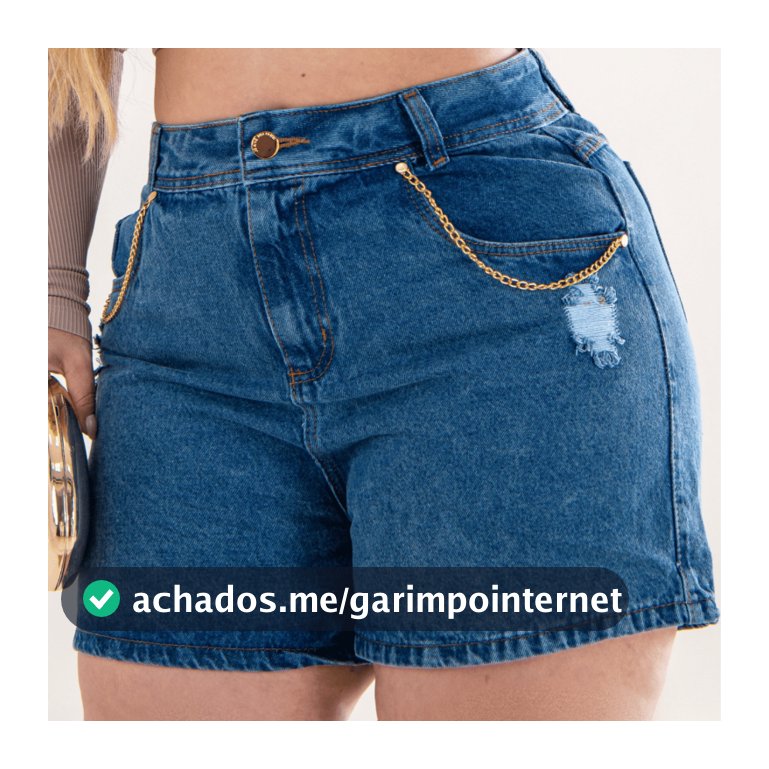 Short Jeans Feminino Detalhe Bolso Cintura Alta Plus Size Rasgado