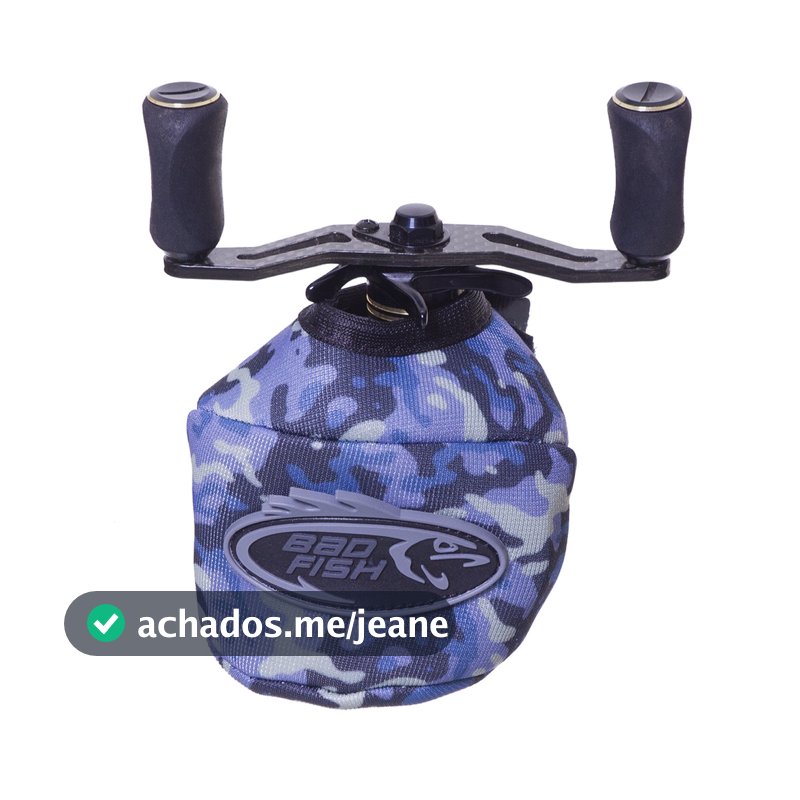 Capa Proteção para Carretilha/Molinete Esporte Pesca Bad Fish Azul Camuflado