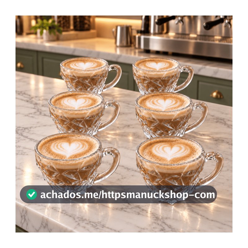 Jogo de Xicaras de Vidro Modelo ROCKS 105ml Moderna Para Cozinha e Café Chá Resistente