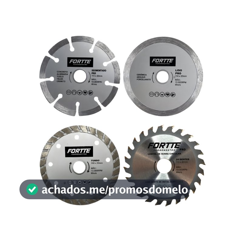 Kit Disco Diamantado e Serra Circular C/4 Peças 110 x 20mm Para Serra Mármore