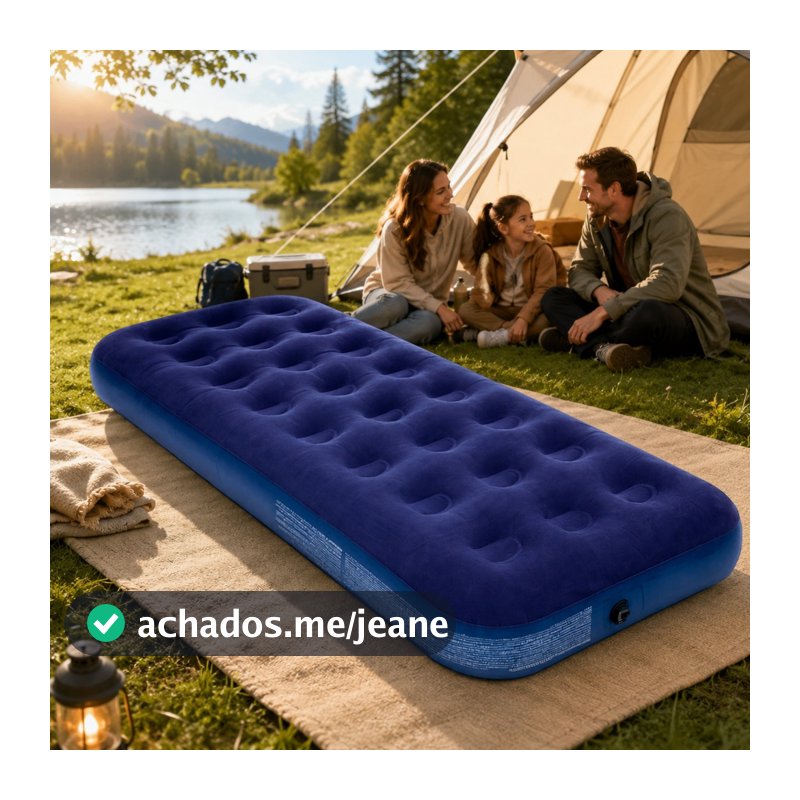 Colchão Inflável Solteiro Aveli 191x73x22 Camping Praia Visita Cama De Ar Portátil Resistente Azul
