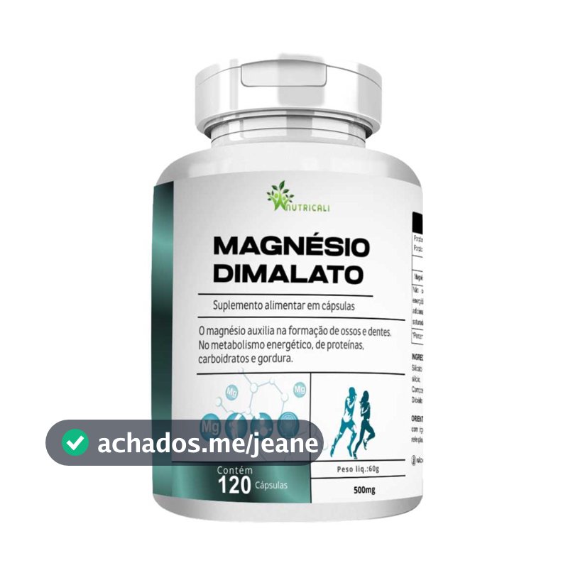 Magnésio Dimalato Puro 120 Cápsulas 500mg Imunidade Nutricali