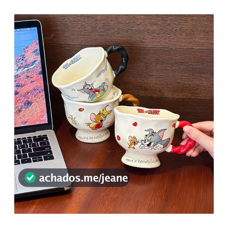 (Entrega Em 24 Horas) Tom E Jerry Retrô Xícara De Cerâmica Café Caneca Lembrança Copo De Água De Desenho Animado Para Me