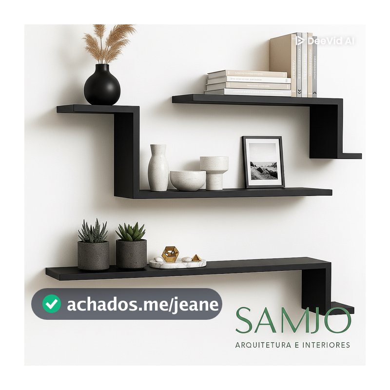 Kit 3 Prateleiras Z de Parede | MDF 15mm | Elegância e Organização para Seu Espaço