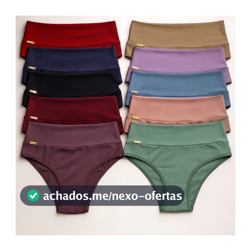 Kit 10 Calcinha Gabi em Algodão de Boa Qualidade Cós Duplo Dobrado