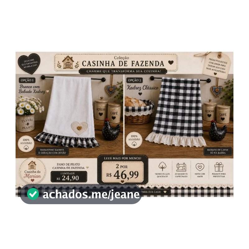 Panos de Prato " Coleção Casinha de fazenda "