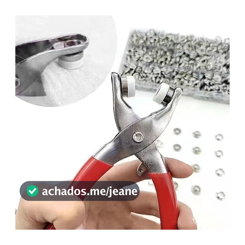 Alicate Aplicador Para Botao De Metal De Pressao Roupa + 150 botões de roupas LOJA CANAA