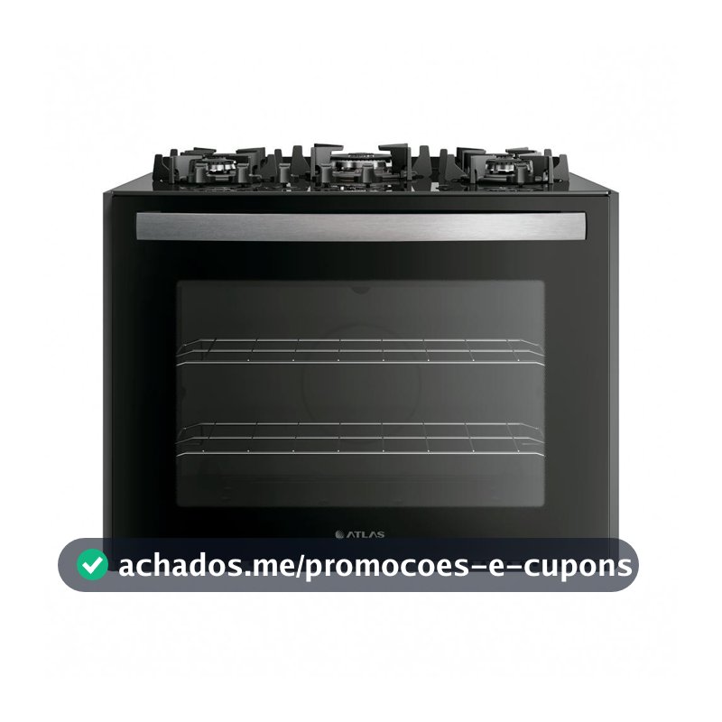 Fogão de Embutir 5 Bocas Atlas UTop Mesa de Vidro Preto Bivolt
