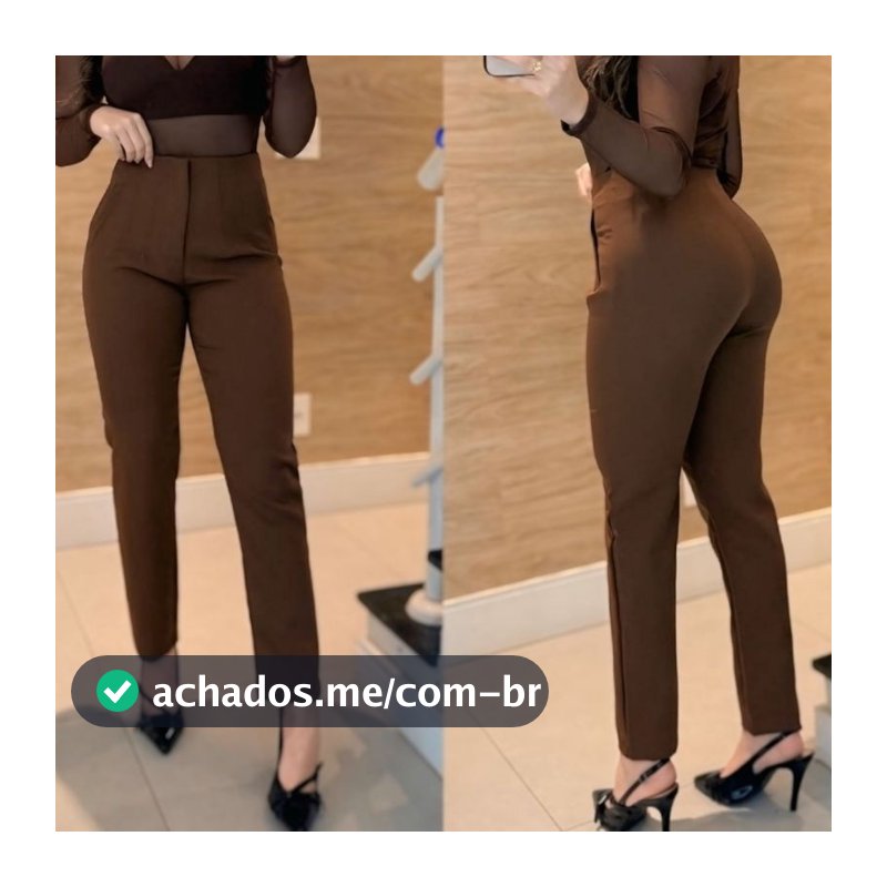 KIT 5 CALÇA FEMININA ALFAIATARIA COM 5 CINTOS SOCIAL CINTURA ALTA COM ZÍPER LATERAL PRETA MARROM CINZA VERMELHA BEGE