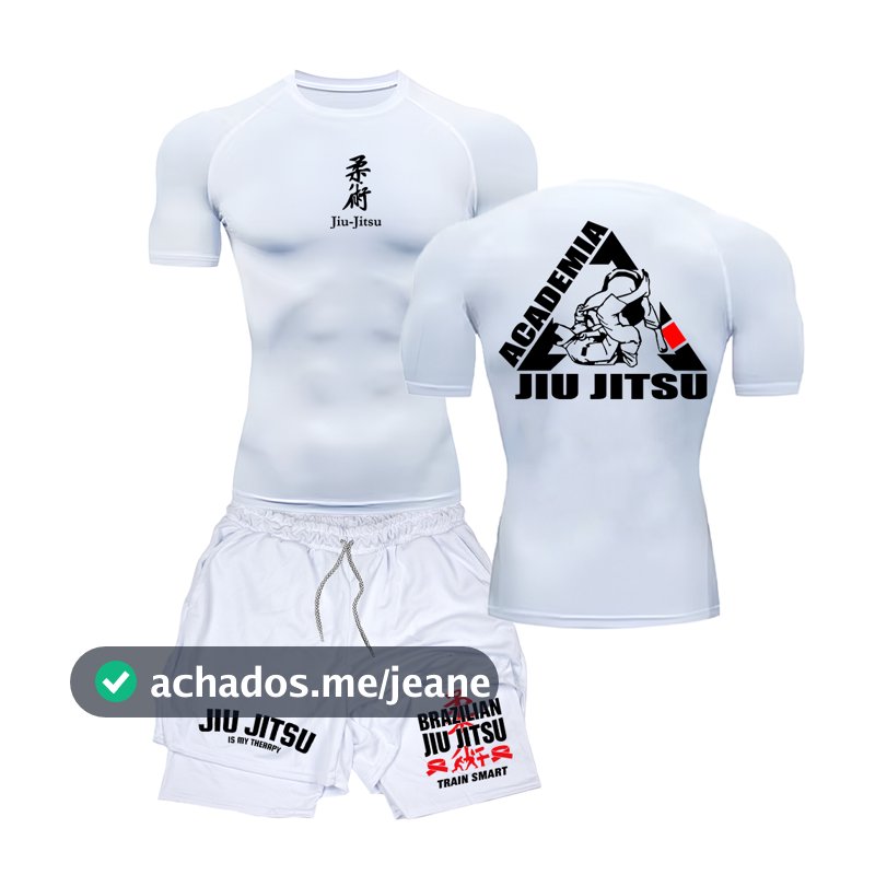 Kit Camiseta Compressão e Short compressão 2 Em 1 Jiu Jitsu Arte Marcial academia luta exclusiva