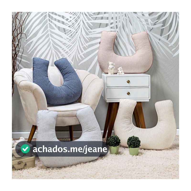 Almofada Amamentação Linho 100% Algodão Capa Removível 60 x 50cm Batistela Baby
