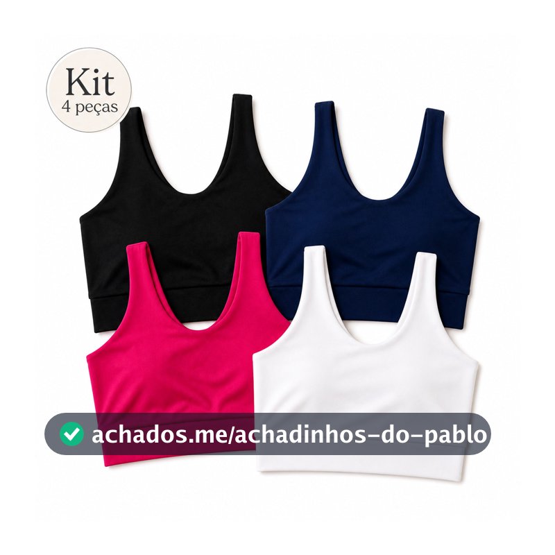 Kit 4 Top Cropped Academia Forro Duplo Microfibra Feminino