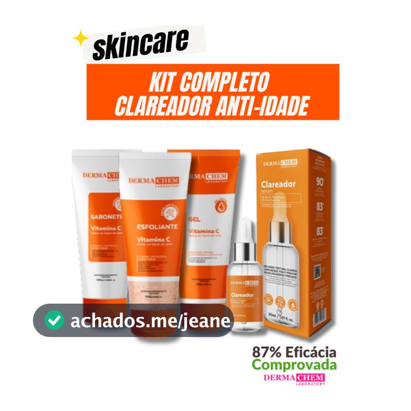 Kit Skincare Vitamina C Sabonete+Esfoliante+Gel Hidratante+Serum Clareador Dermachem