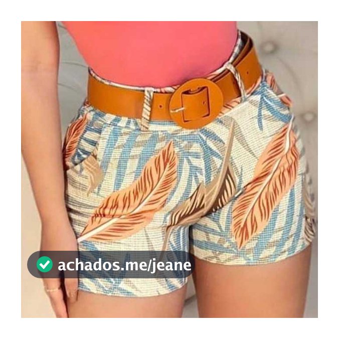Short com Cinto Bermuda Feminina Estampada com Elastano Moda Praia Verão